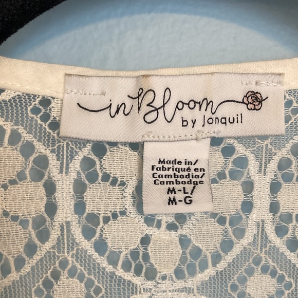 In Bloom by Jonquil Womens Size M/L White Lace Open Front Kimono Cover Up Robe - Picture 5 of 13